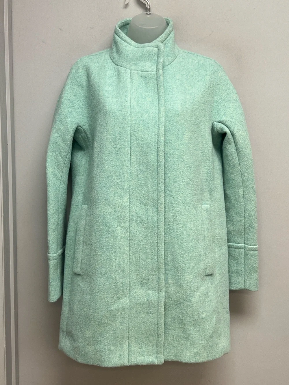 J.Crew Re-Imagined Mint Green Cocoon Coat Size 2 NWT - Picture 3 of 16